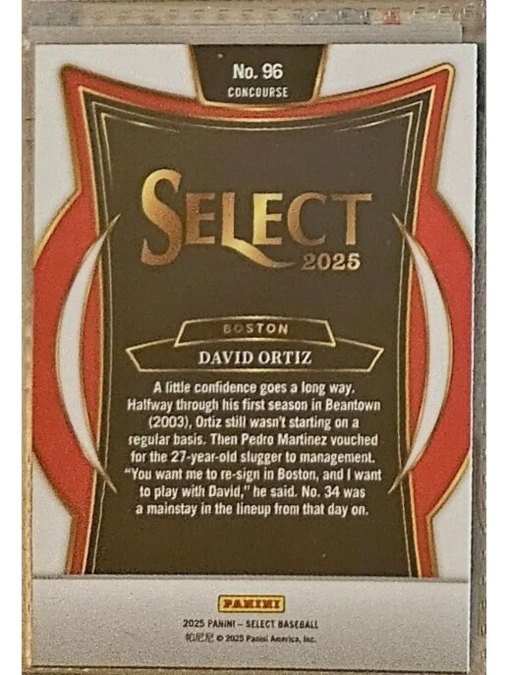 David Ortiz - #96 - 2025 Panini Select - HOF - Boston Red Sox